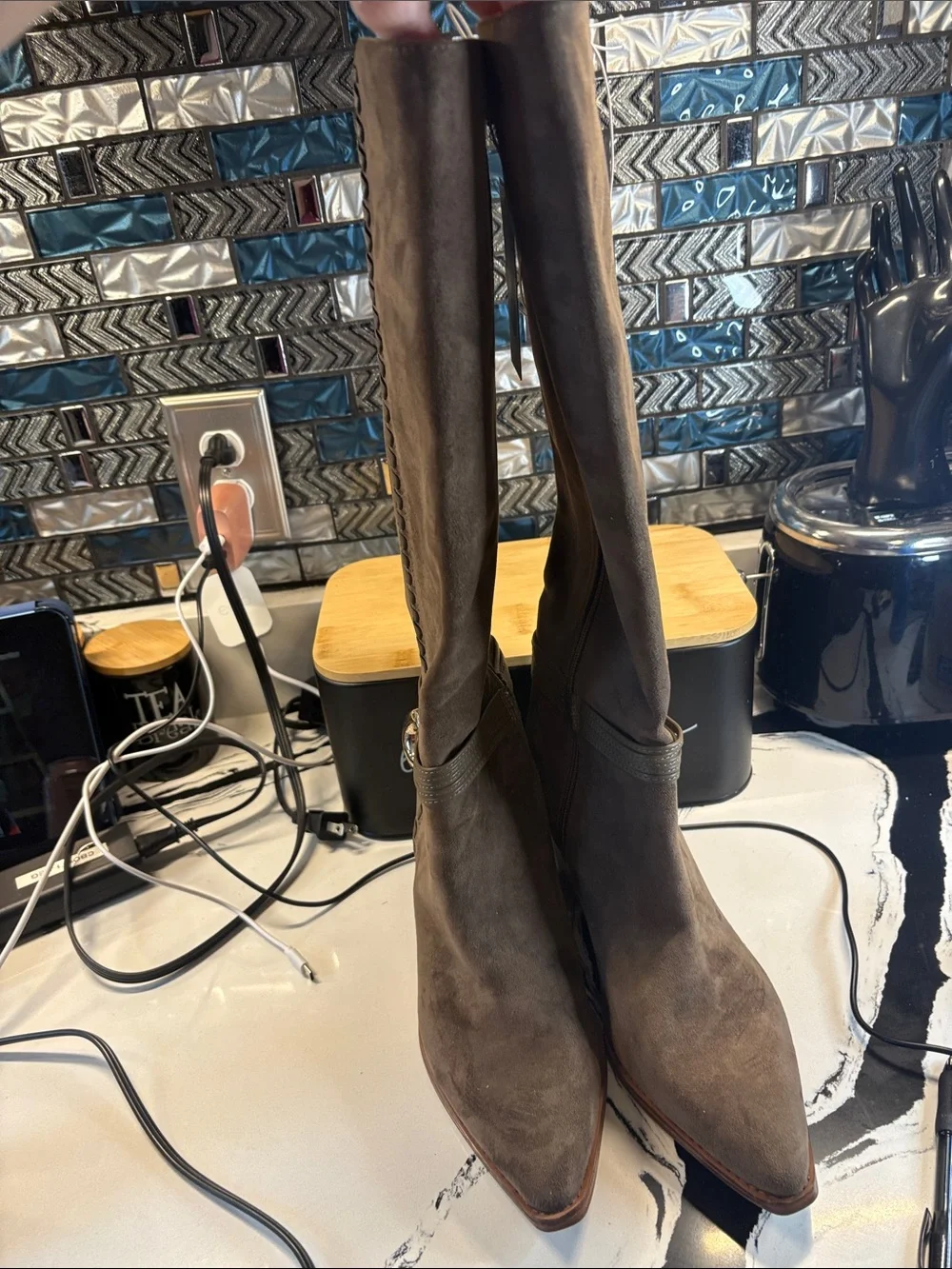 Universal Thread Dark Brown Suede Over-the-Knee Pointed Boots